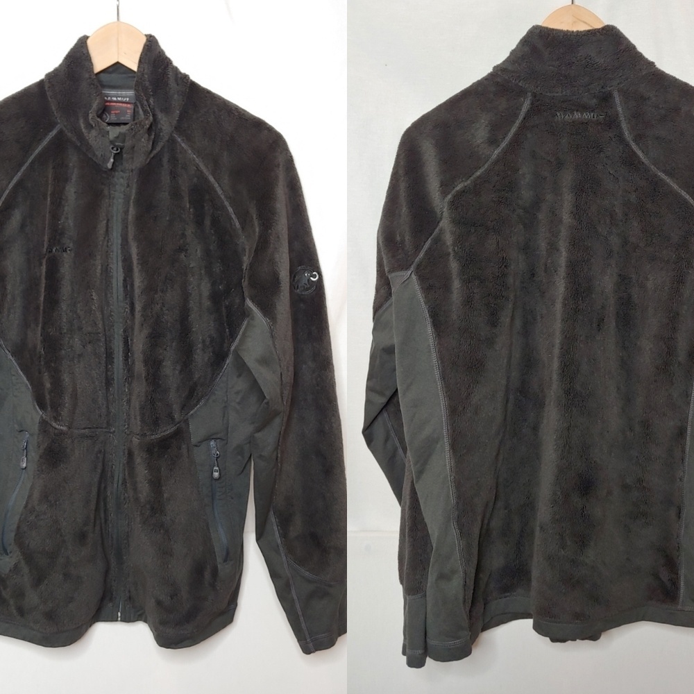 Mammut Fleece Jacket High Pile Odessa Gray Green Full Zip Stretch Panel‎ XL